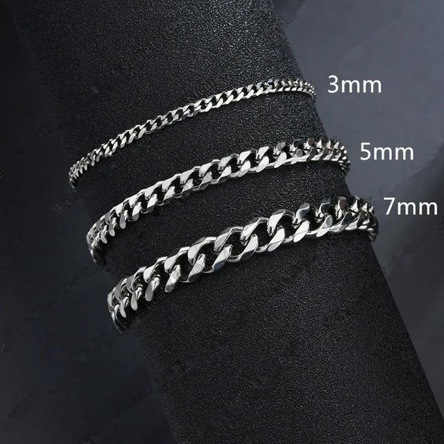 Armband Edelstahl, Figaro, silber, Unisex, 5mm, 18cm - Bild 1