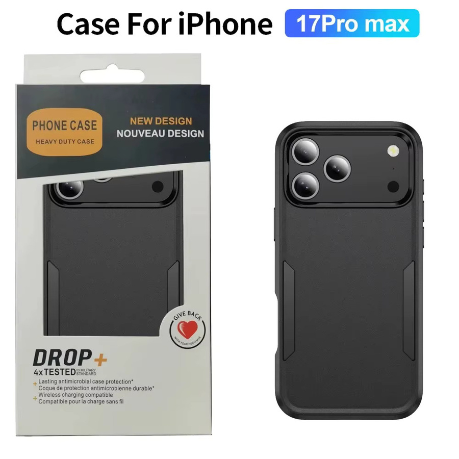 Ott Box Armor Schutzhülle für iPhone 17 Pro Max, 16, 15, 14 Plus, 13 Pro in Schwarz – Doppelschichtige, stoßfeste Hülle mit Unterstützung für kabelloses Laden - Bild 2