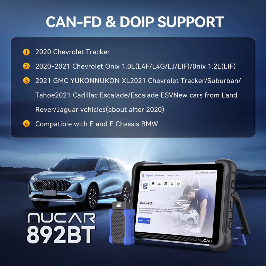 MUCAR 892BT OBD2-Scanner mit lebenslanger kostenloser Nutzung für IMMO-Programmierung, ECU-Codierung, CANFD, DOIP und bidirektionale Kfz-Diagnose in Schwarz - Bild 5