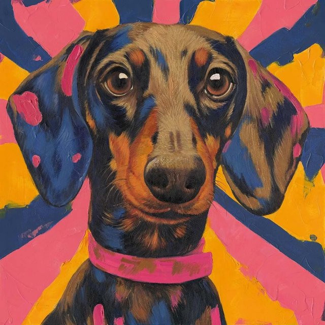 Art Universe Leinwandbild Dackel modern Illustration, Mehrfarbig, B/T/H: 70 x 70 x 70 cm - Bild 1