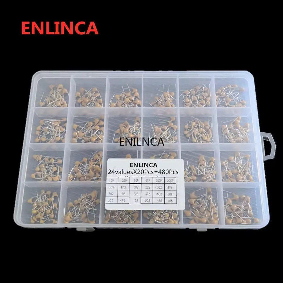 ENLINCA Keramikkondensator Sortiment-Kit mit 20 Sets à 24 Werten, 10 pF bis 10 uF, monolithische Keramikkondensatoren - Bild 2