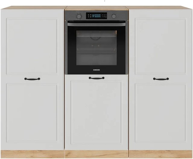 Vicco R-Line Küchenblock Landhausstil in Weiß und Eiche ohne Arbeitsplatte und Elektrogeräte, Breite: 180 cm - Bild 1