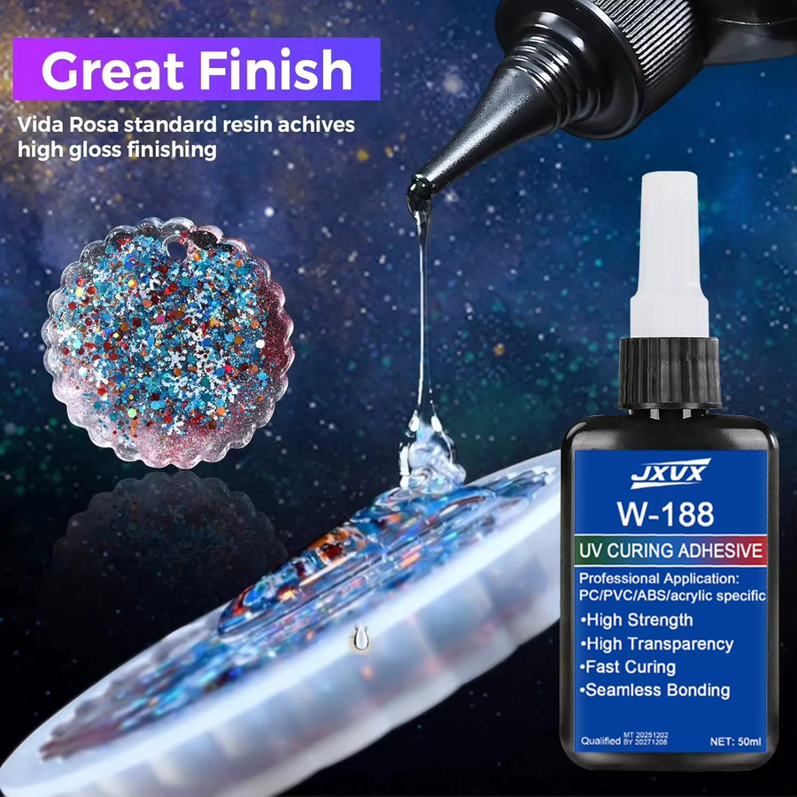 W188 UV-Harzkleber hochfester transparenter Epoxy-Klebstoff für DIY-Bastelarbeiten an Metall, Glas und Kunststoff - Bild 2