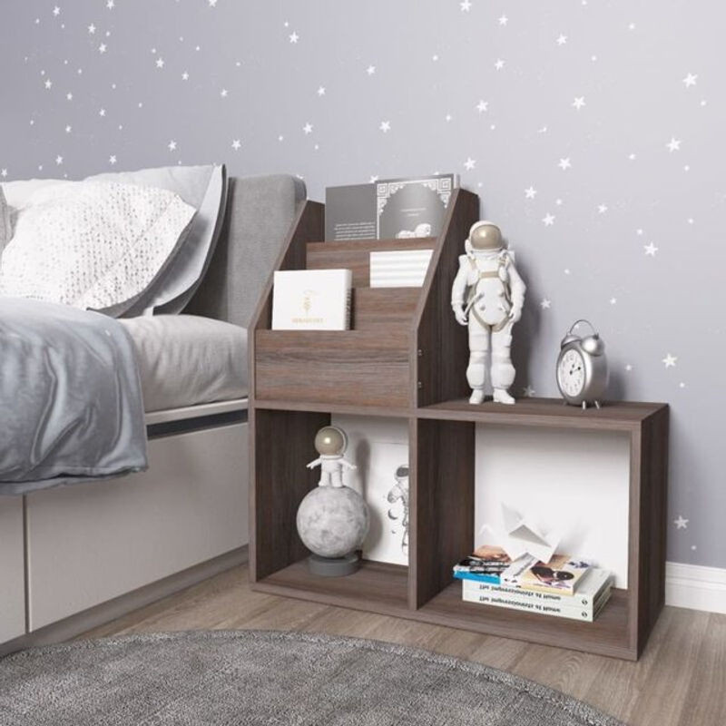 Vidaxl Kinder-Bücherregal aus Holzwerkstoff in Grau, Modern und Freistehend, B/T/H: 71 x 30 x 78,5 cm - Bild 1