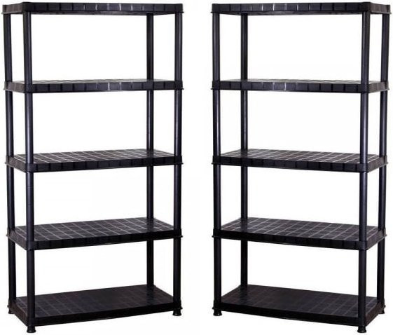 Set aus 2 x Kreher Kunststoff Steckregal Optimo in Schwarz mit geschlossenen Böden, B/T/H: 40,5 x 30,0 x 185,0 cm - Bild 1