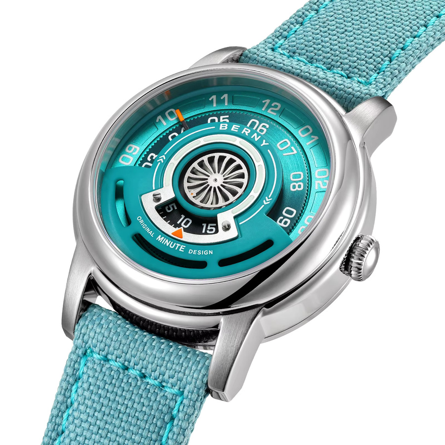 BERNY Armbanduhr, Automatik, Edelstahl, 36 mm, Blau, Unisex - Bild 2