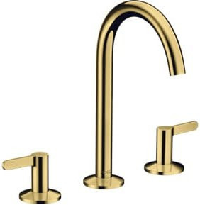 Hansgrohe Axor One 3-Loch-Waschtischarmatur in Gold mit Schwenkauslauf und Pop-up-Abfluss - Bild 1
