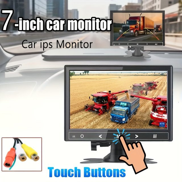 Bileeko 7-Zoll Auto-Display mit Touch-Tasten und Vollfarb-Nachtsicht in Schwarz, universell für Wohnmobile, Minibusse und Pickup-Trucks, 12–24 V - Bild 1