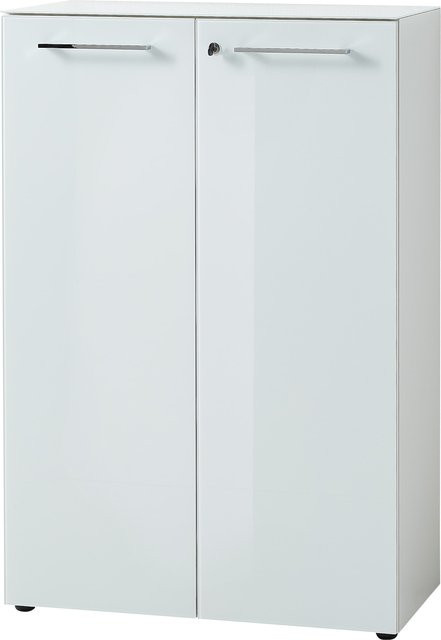 Aktenschrank Muenchen KADIMA DESIGN mit Glasfront und Soft-Close, abschließbar, Weiß, B: 80 cm, T: 37 cm, H: 120 cm - Bild 1