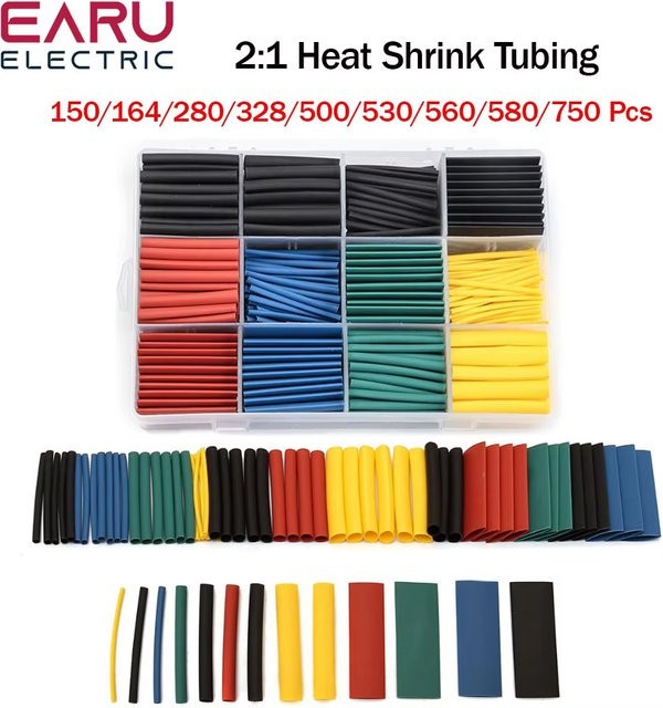EARUELETRIC Schrumpfschläuche Set aus thermobeständigen Rohren für elektrische Anschlüsse, Kabel und Drähte, 150–750 Stück - Bild 1