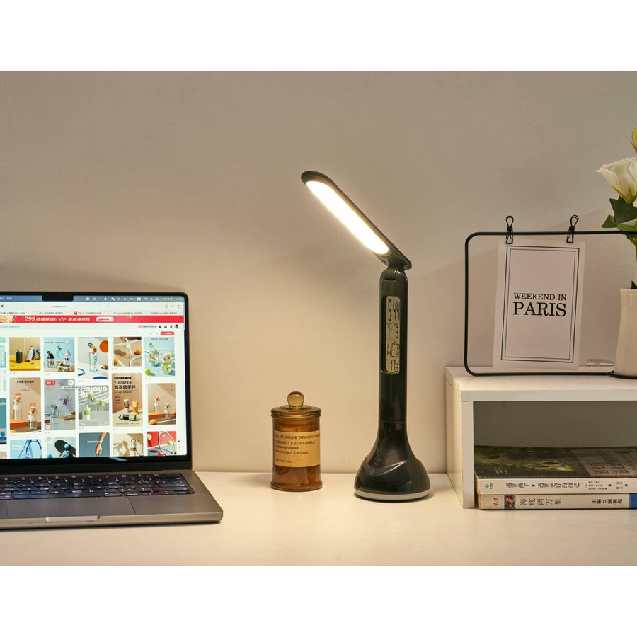 POCOline Tischleuchte Lena LED Schreibtischlampe aus Kunststoff in Schwarz, Höhe: 26 cm, Durchmesser: 9 cm - Bild 2