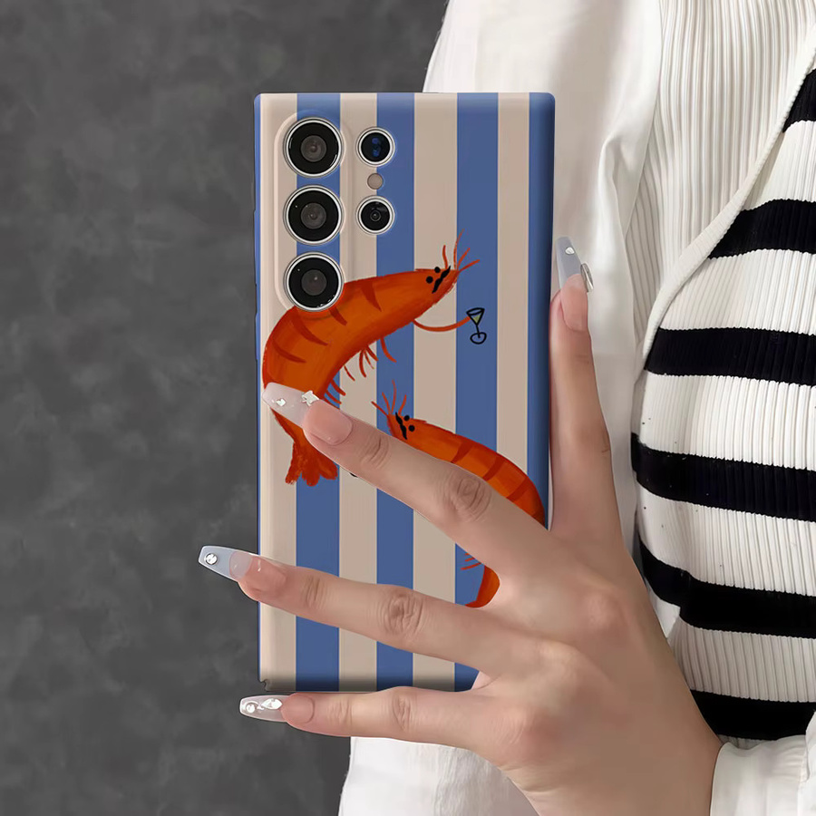 Aurbe Handyhülle für Samsung Galaxy S26 S25 S24 S23 Ultra Plus mit HD Hard Shrimps Cheers Design in Multicolour - Bild 5