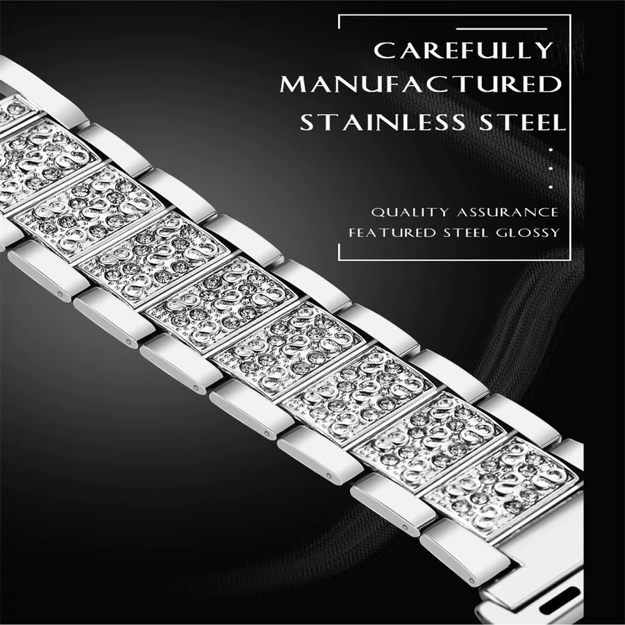 DAINU Uhrenarmband Edelstahl, Diamant, Kristall, Gold, Damen - Bild 2