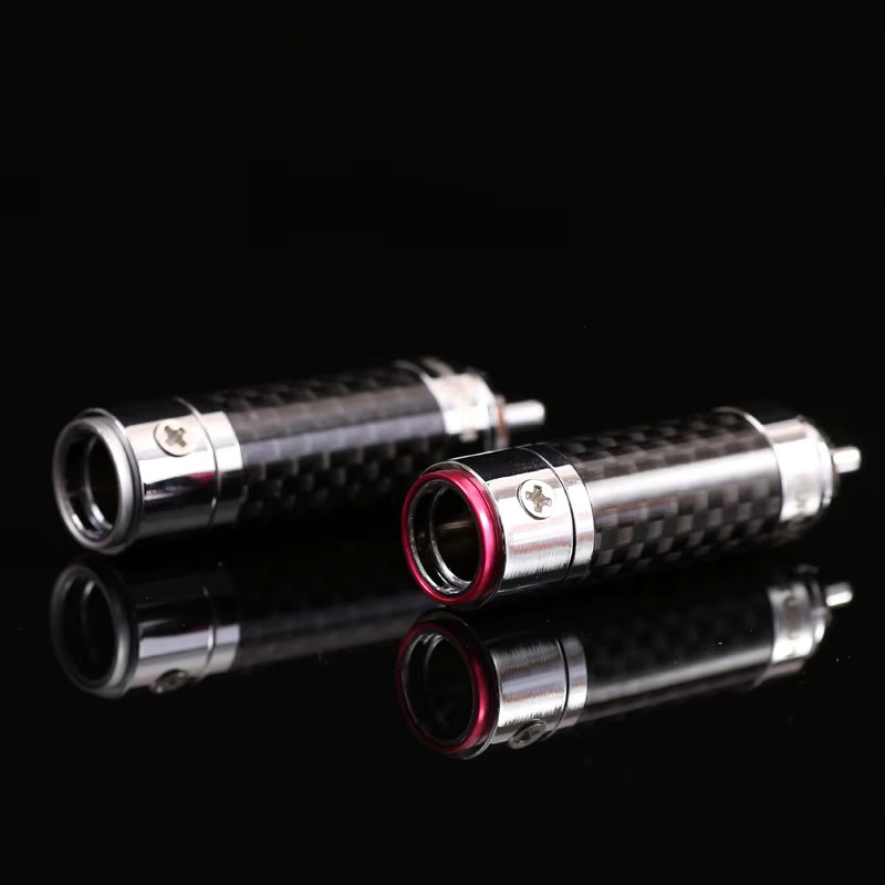 DIYLIVE FuruTECH CF-102(R) RCA-Lotus-Audiokabelanschlüsse, 4-teiliges Set, Kohlefaser-Rhodium-beschichtet, schwarz, lötfreier selbstsichernder Stecker - Bild 2
