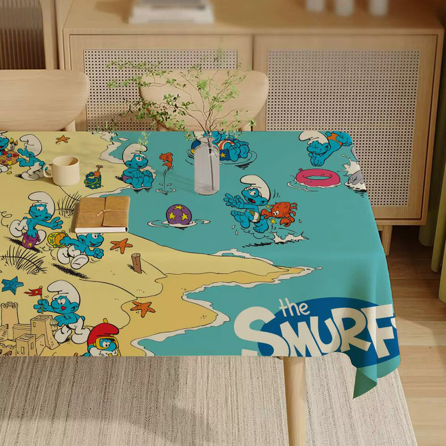 Potdemiel Tischdecke mit Cartoon-Smurf-Motiv, wasserabweisend und ölbeständig, rechteckig, mehrfarbig - Bild 2