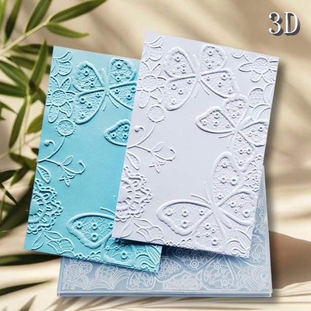 3D-Prägeordner mit Spitzen-Schmetterlingsstruktur-Design aus transparentem Kunststoff für die Kartenherstellung - Bild 1