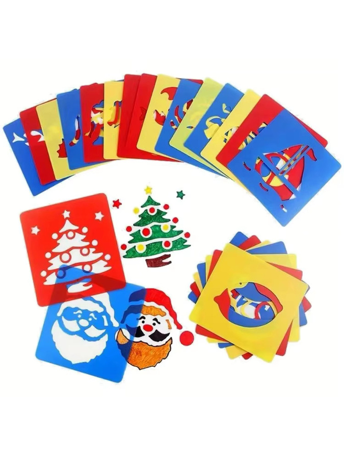 JXB Weihnachts-Malvorlage, Zeichenschablonen, Kunststoff, 6-teiliges Set - Bild 4