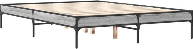 vidaXL Bettgestell in Grau Sonoma aus Holzwerkstoff und Metall B/T/H: 135 x 190 x 30 cm - Bild 1