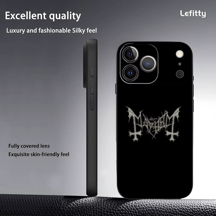 M-MAYHEMS Handyhülle mit Band Logo für iPhone 17 16 15 14 13 12 11 Pro Max Plus Mini in Schwarz Frosted Soft Shell - Bild 3