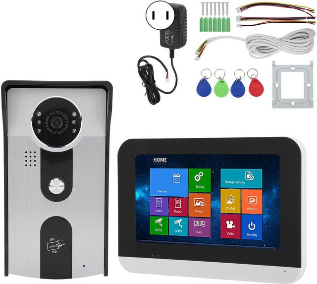 GoolRC Smart Video Türsprechanlage mit 7 Zoll LCD-Touchscreen, Nachtsicht und Zutrittskontrollsystem in Silber - Bild 1