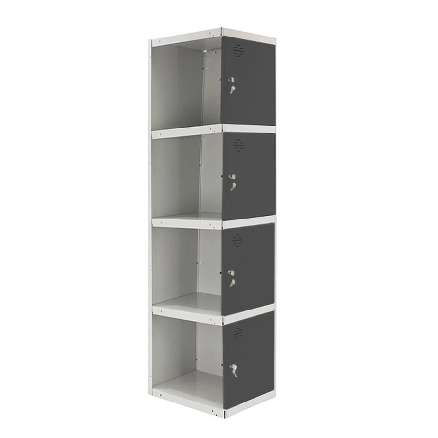 PROREGAL Spind AMEGO Anbaumodul mit 4 Abteilen, Schließfach Garderobe, Weiß-Anthrazit, H x B x T: 180 x 30 x 50 cm - Bild 2
