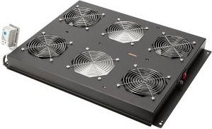 Digitus Professional Rack-Dach DN-19 FAN-4-SRV-B mit 4 Lüftern und Thermostat, Schwarz, RAL 9005, 48,3 cm (19) - Bild 1