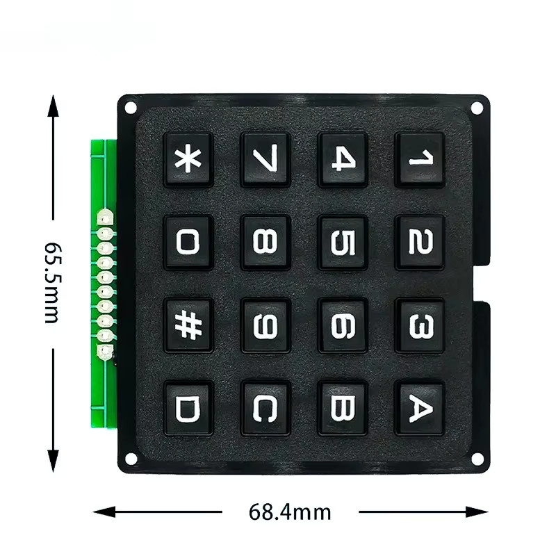 wishiot Matrix Schalter Tastatur Array Modul aus ABS Kunststoff in Schwarz für Arduino DIY Kit (3x4 oder 4x4 Tasten) - Bild 2