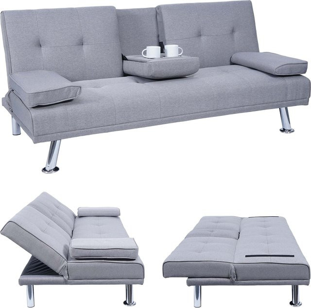 MCW 3er-Sofa F60 Schlafsofa in Hellgrau mit Textilbezug, B/T/H: 166 x 97 x 81 cm - Bild 1