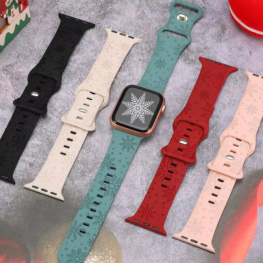 Uhrenarmband Silikon, Weihnachtsschneeflocken, Weiß, Unisex - Bild 2