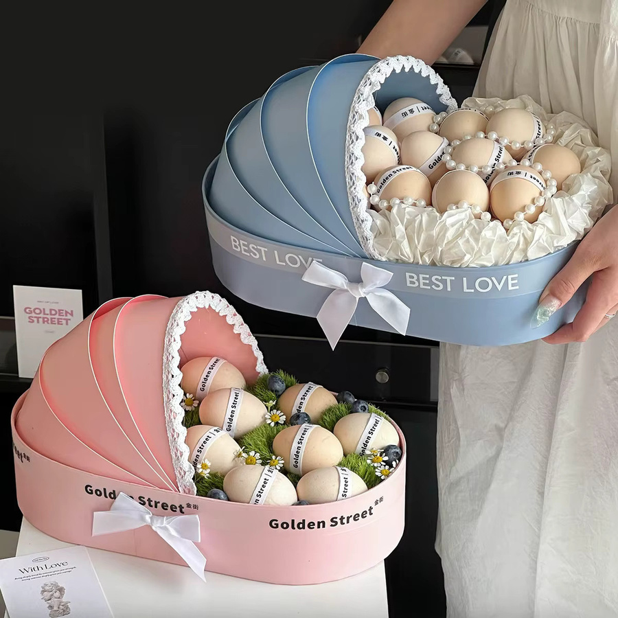 Geschenkbox in Wiegenform aus Papier für Ostern, Babyparty oder Hochzeit in Pink - Bild 2