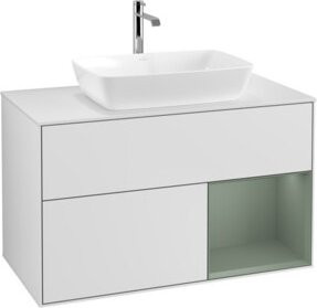 V&B Waschtischunterschrank Finion 100 mit Wandbeleuchtung, Farbe Weiß lackiert, B/T/H: 100 x 50,1 x 50,1 cm - Bild 1