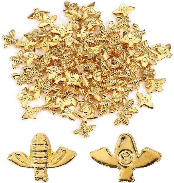 CosyHome Nageldekoration Bienen 3D Metall, Gold beige, 100 Stück - Bild 1
