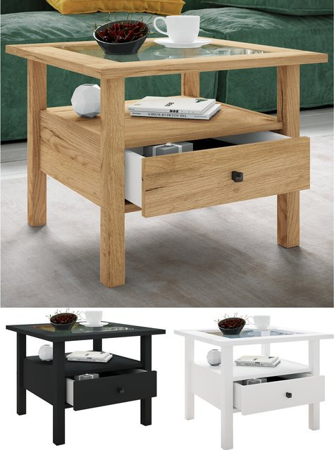 VCM Beistelltisch Lingis M aus Holz mit ESG-Sicherheitsglas in Braun, H x B x T: 42 x 54 x 54 cm - Bild 1