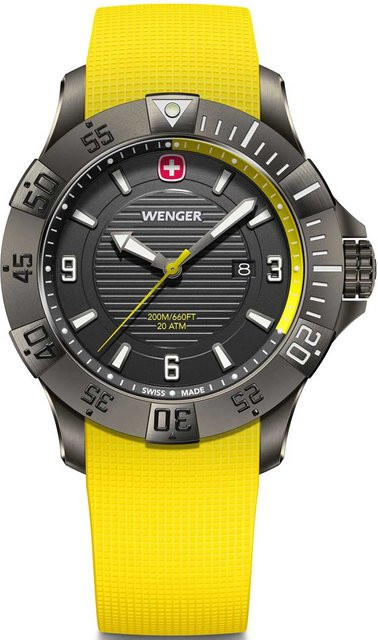 Wenger Herrenuhr Seaforce, Quarz, Edelstahl, 43 mm, Silikon, Grau, 20 ATM - Bild 1