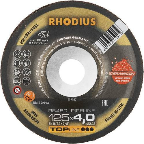 Rhodius RS480 PIPELINE Schruppscheibe für Edelstahl und Stahl, 25 Stück, Schwarz - Bild 1