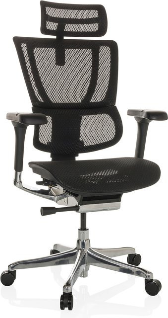 hjh OFFICE Luxus Chefsessel ERGOHUMAN SLIM GEN2 in Schwarz mit Netzstoff, Kopfstütze und Armlehnen, höhenverstellbar - Bild 1