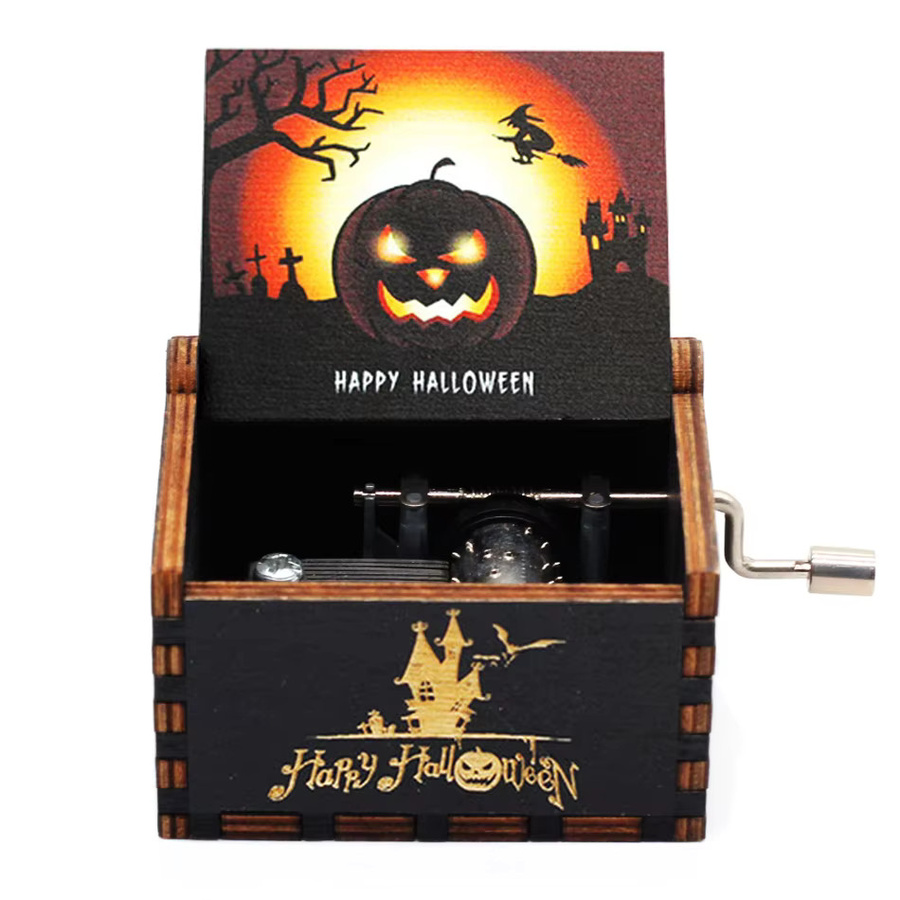 Bandai Der Albtraum vor Weihnachten Holz-Spieluhr mit Handkurbel, antike gravierte Spieluhr, Geschenkbox - Bild 1