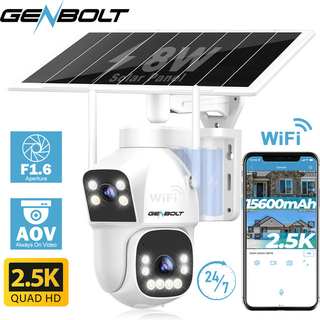 GENBOLT Outdoor Solar-Sicherheits-WLAN-Kamera AOV mit 24/7 Überwachung, Duale Bewegungserkennung, 15600mAh Akku und Nachtsicht in Weiß - Bild 1