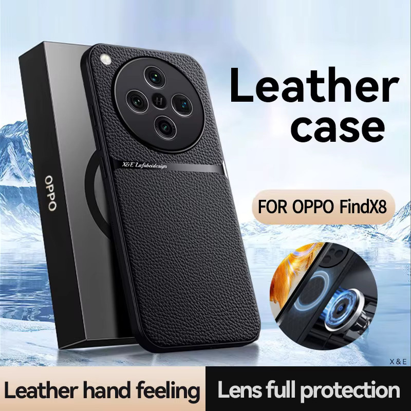 Stoßfeste Leder-Schutzhülle mit Magnetfunktion für OPPO Find X8 Pro und OPPO Find X8 in Schwarz oder Blau - Bild 2