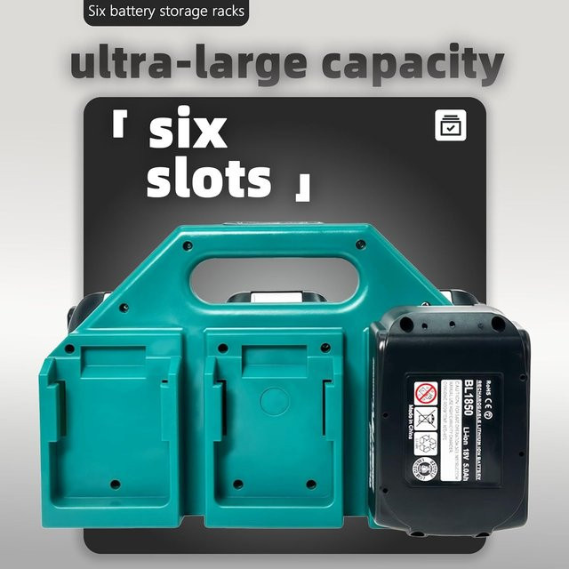 Makita 6-fach Batterie-Tragehalter für 18V Akkus, tragbarer Akku-Organizer mit Griff - Bild 1
