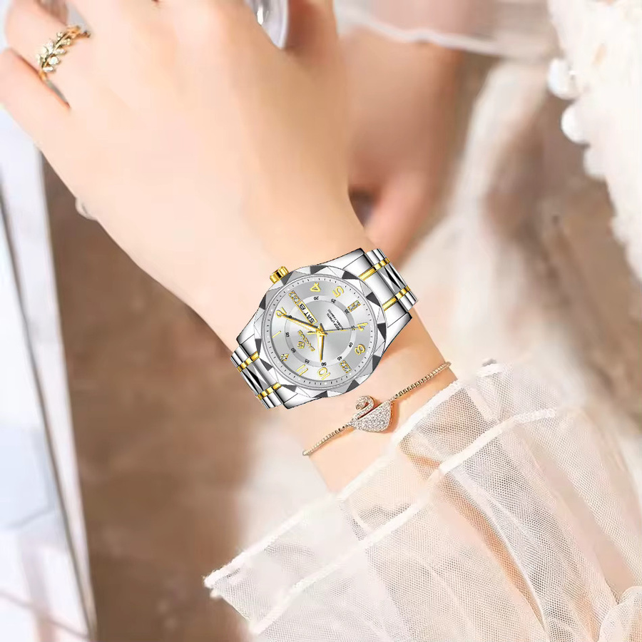 BANGWEI Armbanduhr Chronograph, Quarz, Edelstahl, Bicolor, Damen - Bild 5