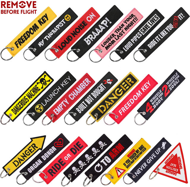 Schlüsselanhänger REMOVE BEFORE FLIGHT, Stickerei, Herren, Bunt - Bild 1