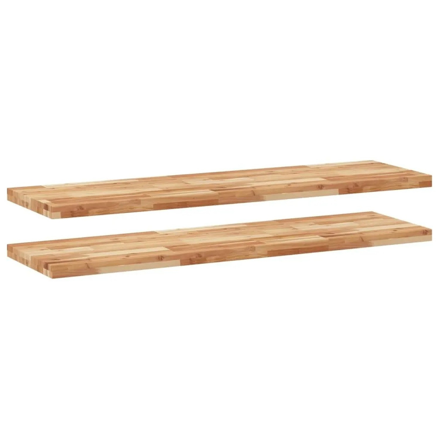 vidaXL Schweberegale Set aus 2 Stück aus Akazien-Massivholz, braun, B/T/H: 120 x 40 x 4 cm - Bild 2