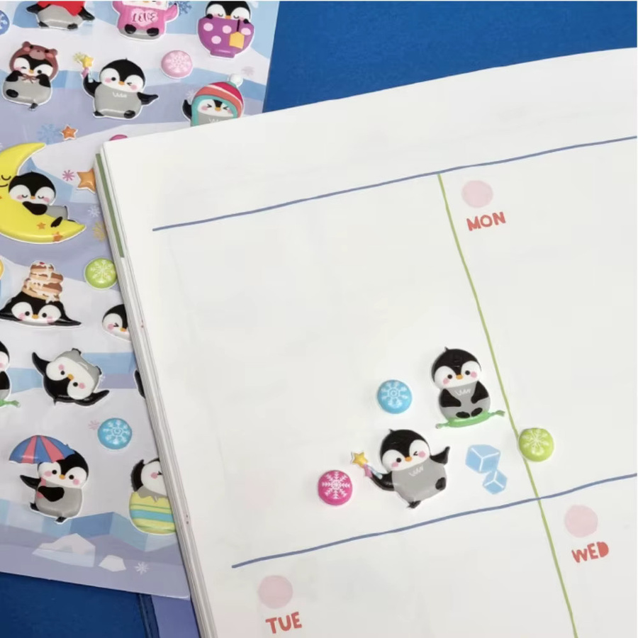 BONITO 3D Puffy Aufkleber Schneeflocke Pinguin Multicolor für Scrapbooking und Journaling - Bild 4