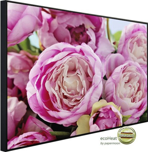 papermoon Infrarotheizung EcoHeat Rosa Pfingstrosenblumen mit Matt-Effekt in Bunt, 1200 Watt, App-Steuerung und Überhitzungsschutz - Bild 1