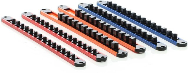 Xpotool Steckschlüssel Organizer 6 Stk. 360 Grad drehbar in Rot und Multicolour für 1/2 Zoll, 1/4 Zoll und 3/8 Zoll - Bild 1