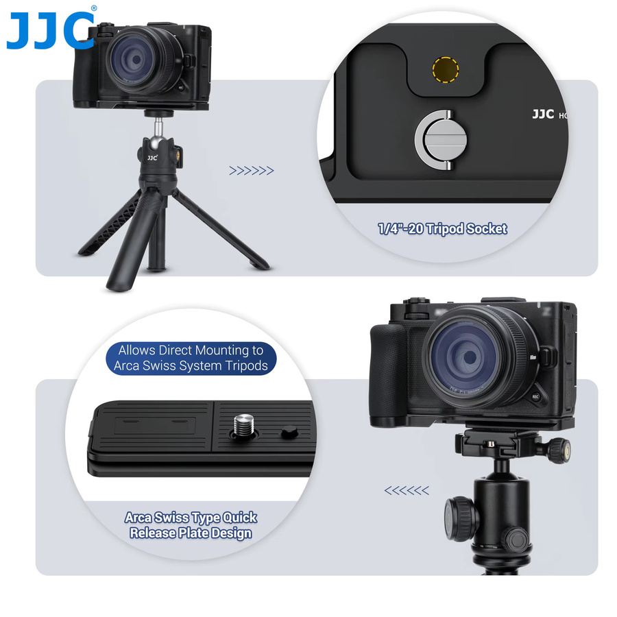 JJC L-Platte L-Halterung für Nikon Z R mit rutschfestem Aufnahmegriff und Arca Swiss Platte in Schwarz - Bild 3