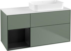 V&B Waschtischunterschrank Finion mit Wandbeleuchtung, Breite: 120 cm, Tiefe: 60 cm, Farbe: Blau lackiert - Bild 1