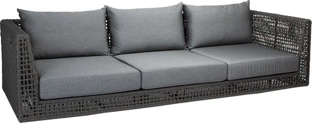 Stern CORDA 3-Sitzer Sofa in Anthrazit mit platinfarbener Kordel und seidengrauen Sitz- und Rückenkissen - Bild 1