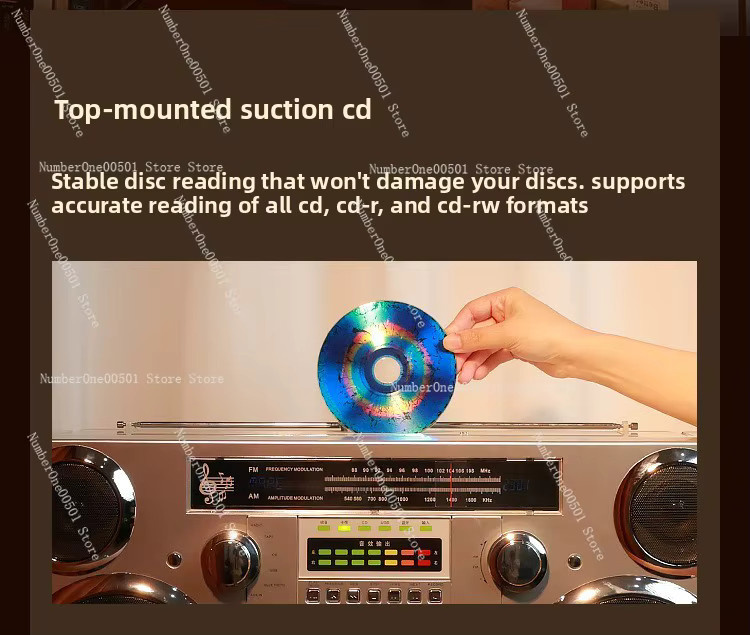 Retro CD-Player mit Radio und Bluetooth-Lautsprecher in Schwarz mit HIFI-Klangqualität - Bild 2